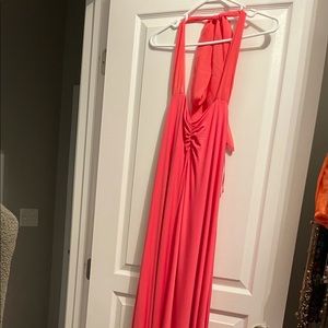 Eva Mendes Floor Length Coral Gown